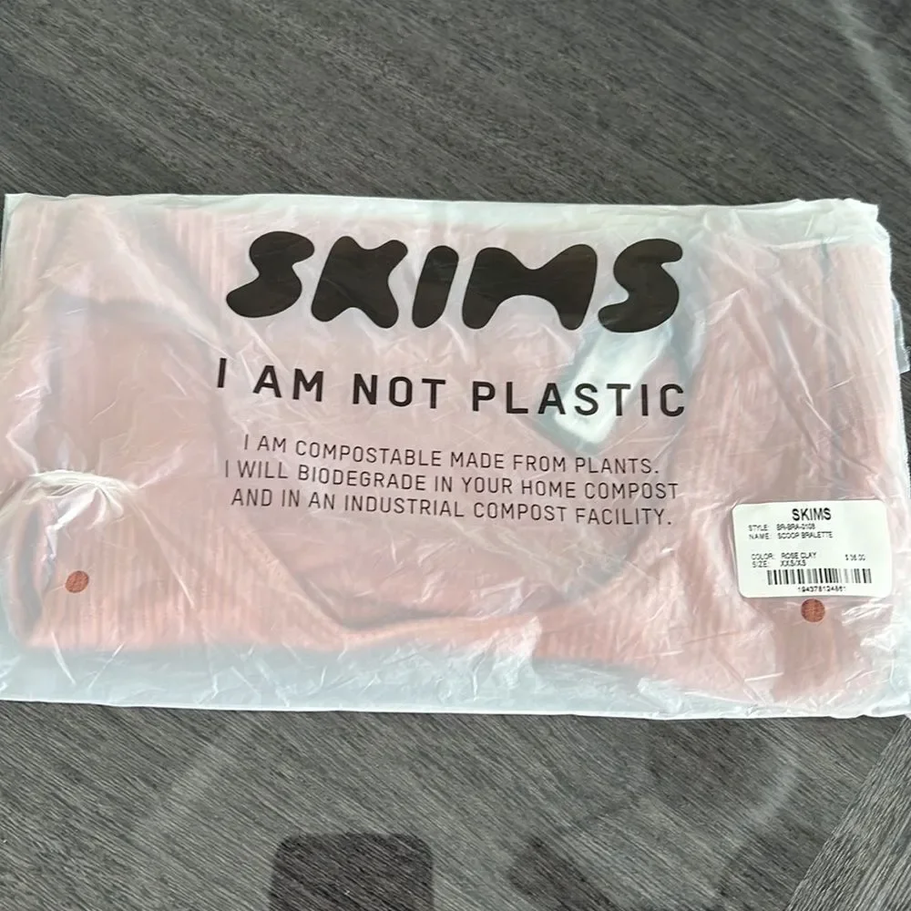 SKIMS ribbed Bralette. New in bag with tags. Size xxs/x rose clay color - Picture 2 of 4
